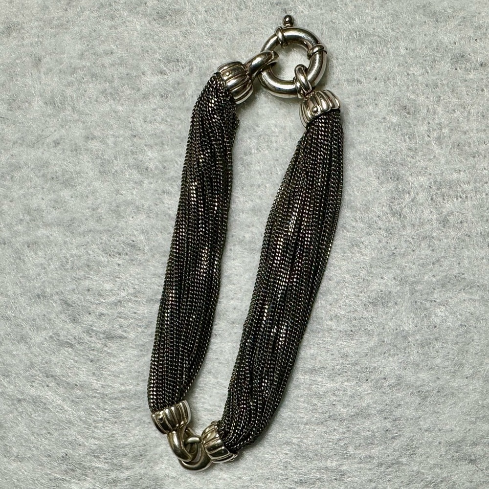 RARE Tiffany & Co. 925 Silver Multi Strand Oxidized Bracelet 7.75” Lot#185